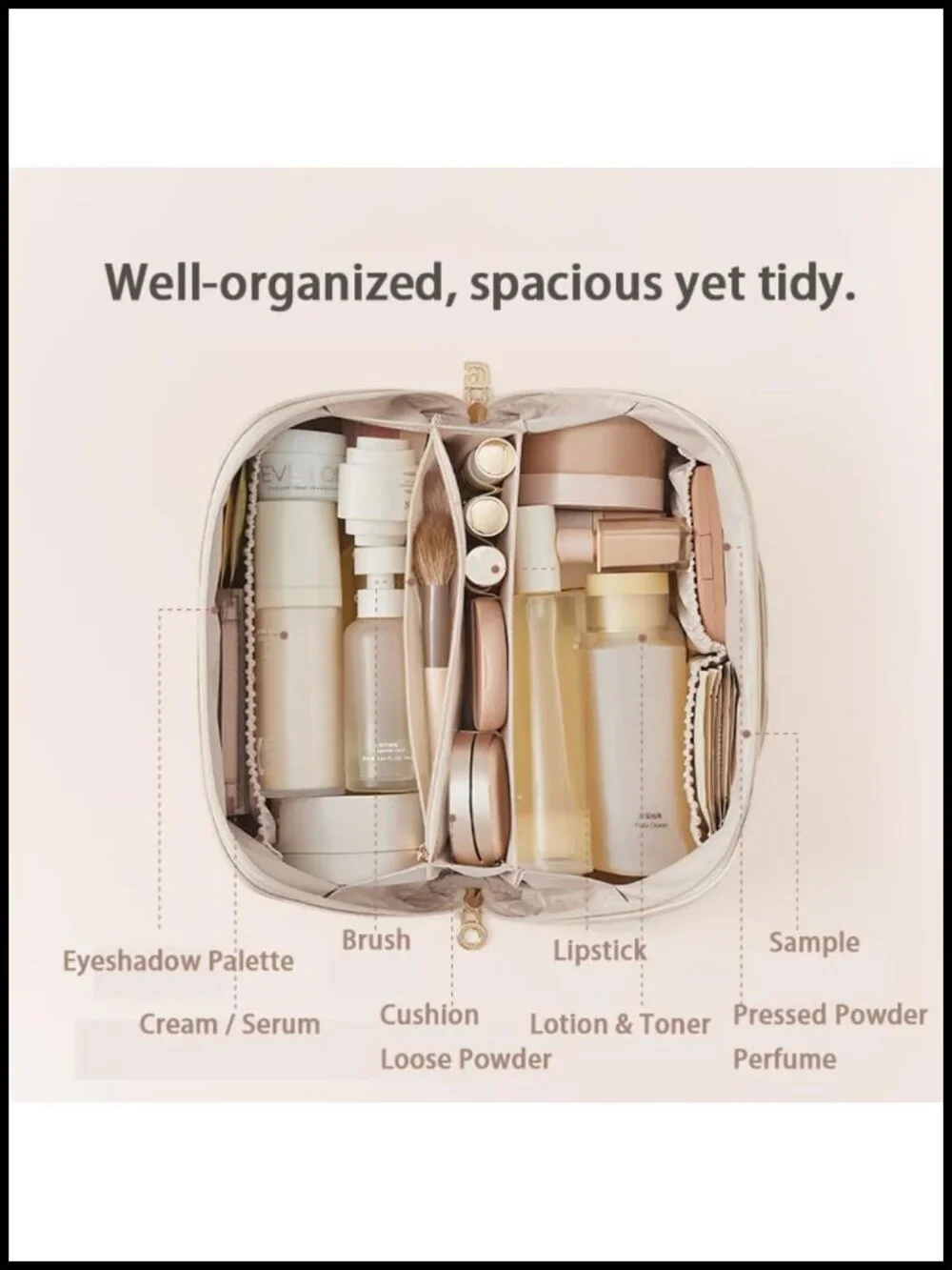 Large Capacity PU Leather Toiletry Bag with Multiple Compartments